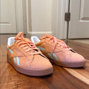 Reebok Women's Peach and Aqua Club C Grounds Tennis Shoes